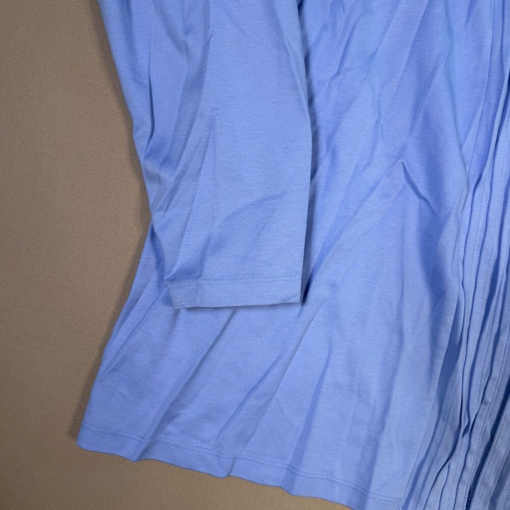 LL Bean Blue Supima Cotton Modal Open Front Roll Tab Cardigan 3X Athleisure - Picture 4 of 7